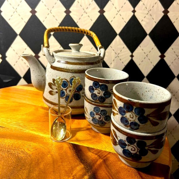 Otagiri Japanese Tea Set | Hand-Painted | Teapot + 4 Cups - Picture 1 of 5